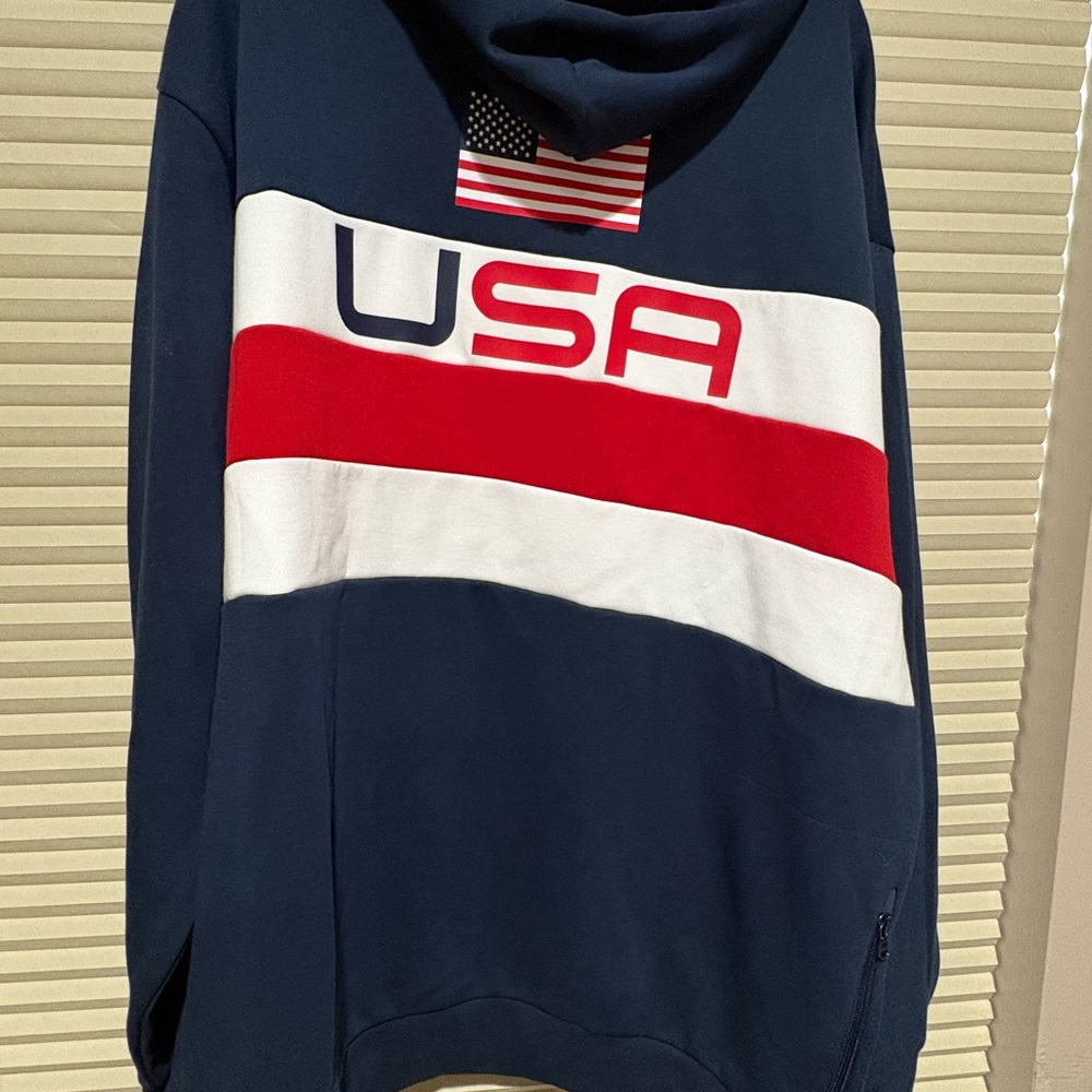 Ralph Lauren Navy White Red Colorblock Hooded Sweatshirt - Picture 3 of 4